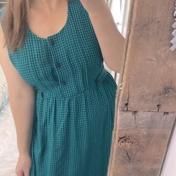 Vintage blue and green maxi dress size 14-16 - Picture 3 of 11